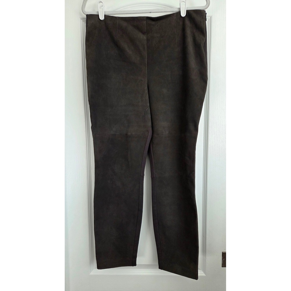 Bagatelle Brown Genuine Suede Leather & Ponte‎ Ankle Pants Size L